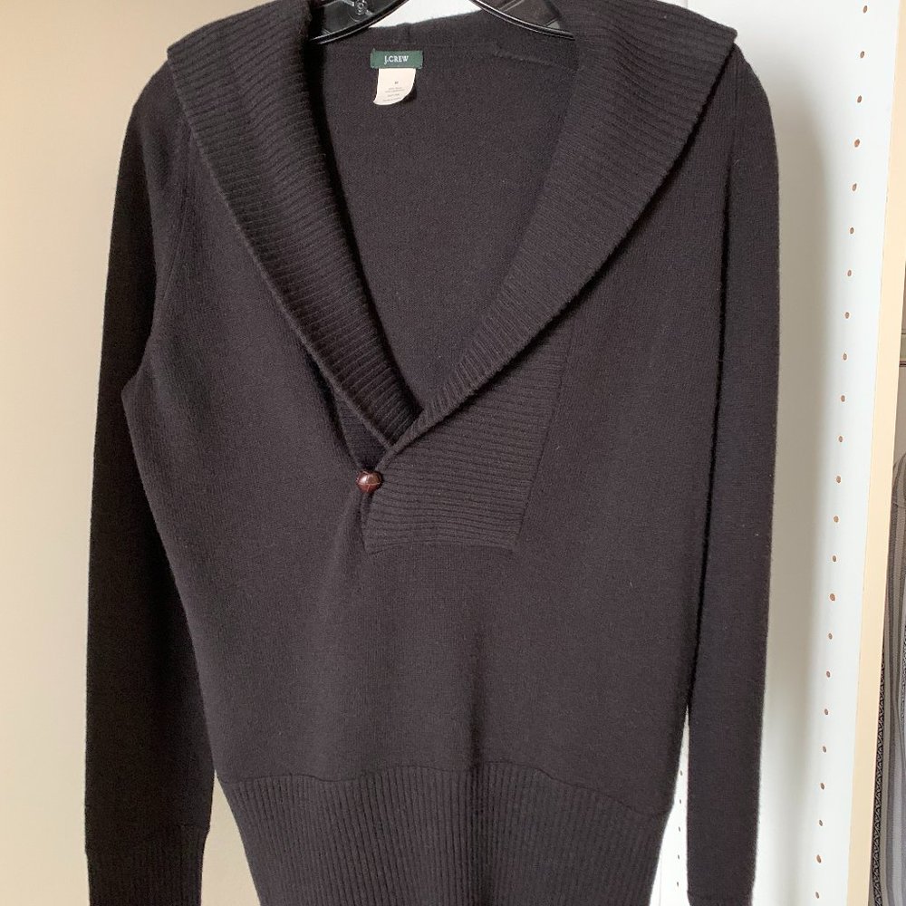 J. Crew Black Wool Cashmere Hoodie Sweater